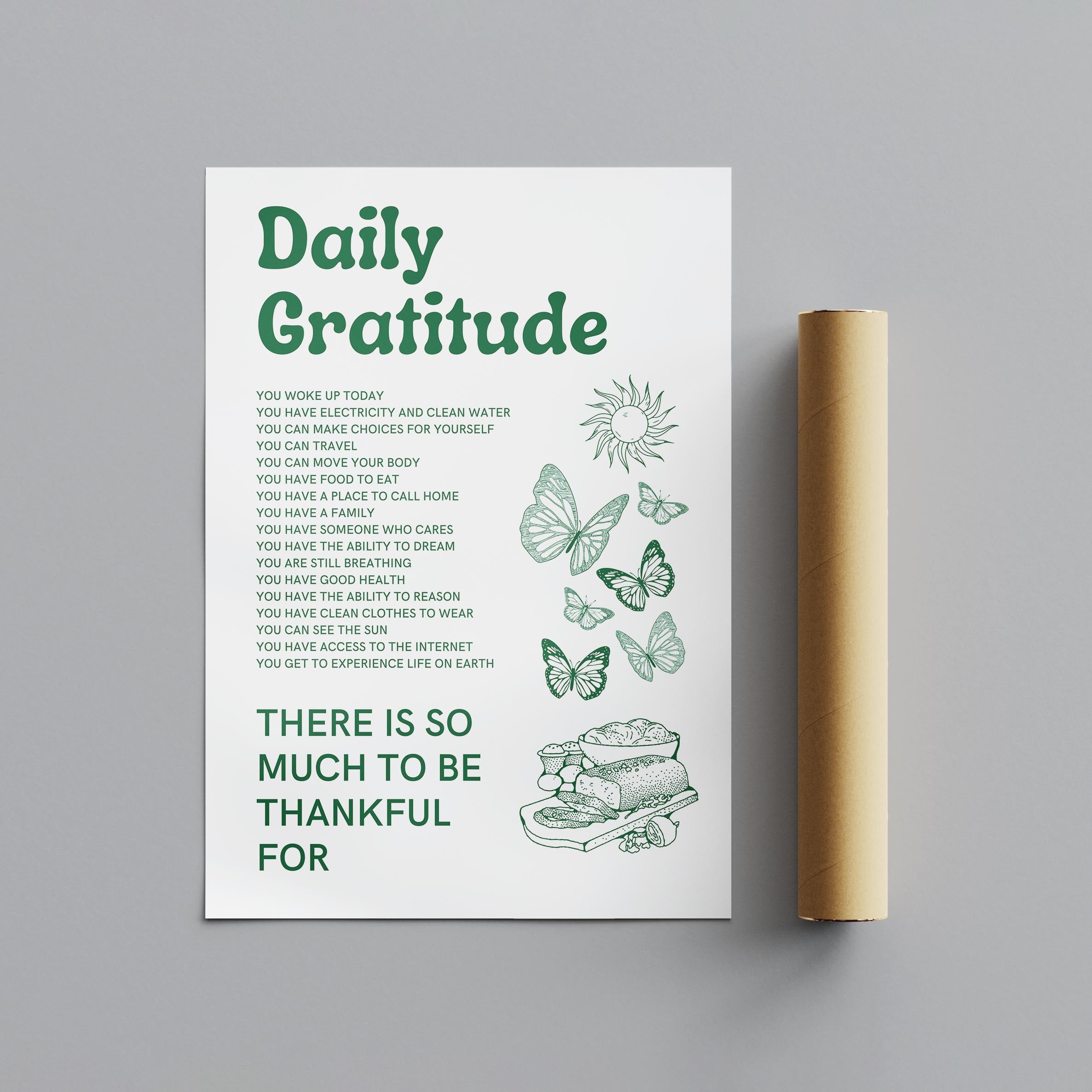 Daily Gratitude Checklist for Life - Rolled Poster Wall Art Print | House Prints
