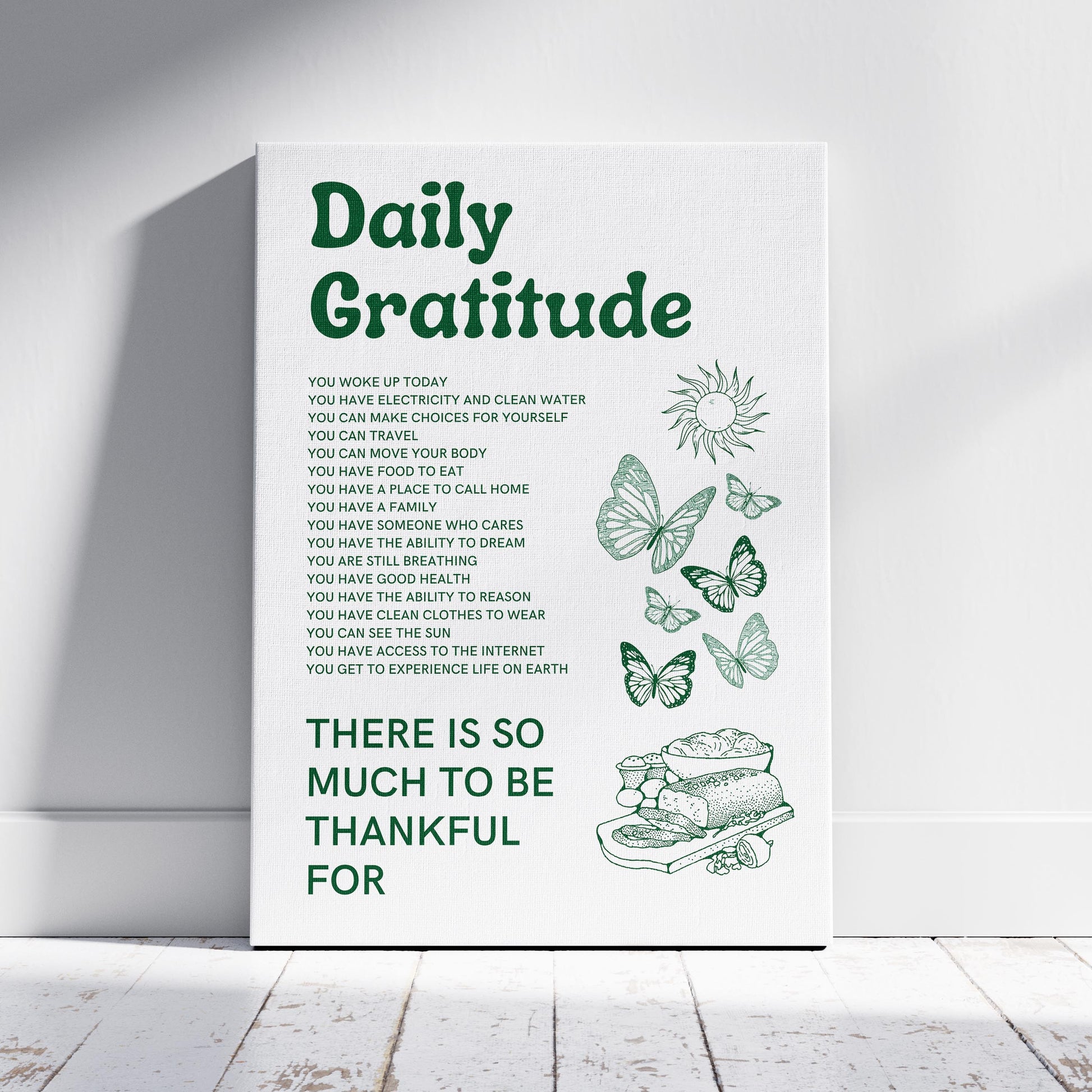 Daily Gratitude Checklist for Life - Framed Canvas Wall Art Print - House Prints