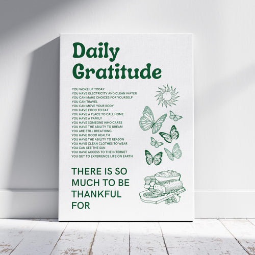 Daily Gratitude Checklist for Life - Framed Canvas Wall Art Print | House Prints