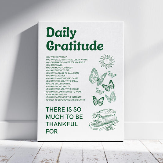 Daily Gratitude Checklist for Life - Framed Canvas Wall Art Print - House Prints
