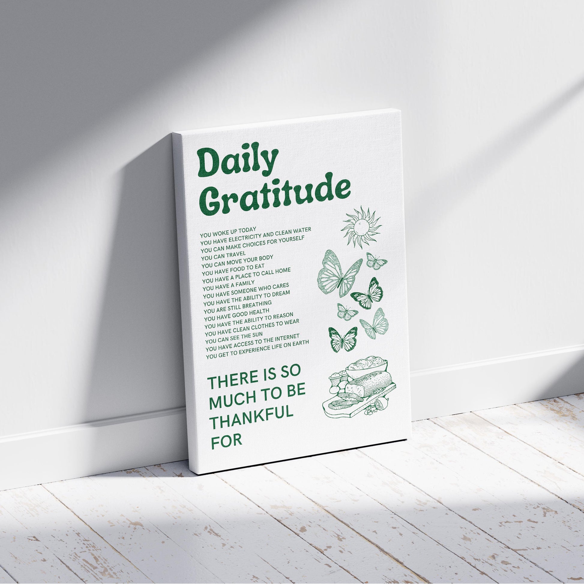 Daily Gratitude Checklist for Life - Framed Canvas Wall Art Print - House Prints