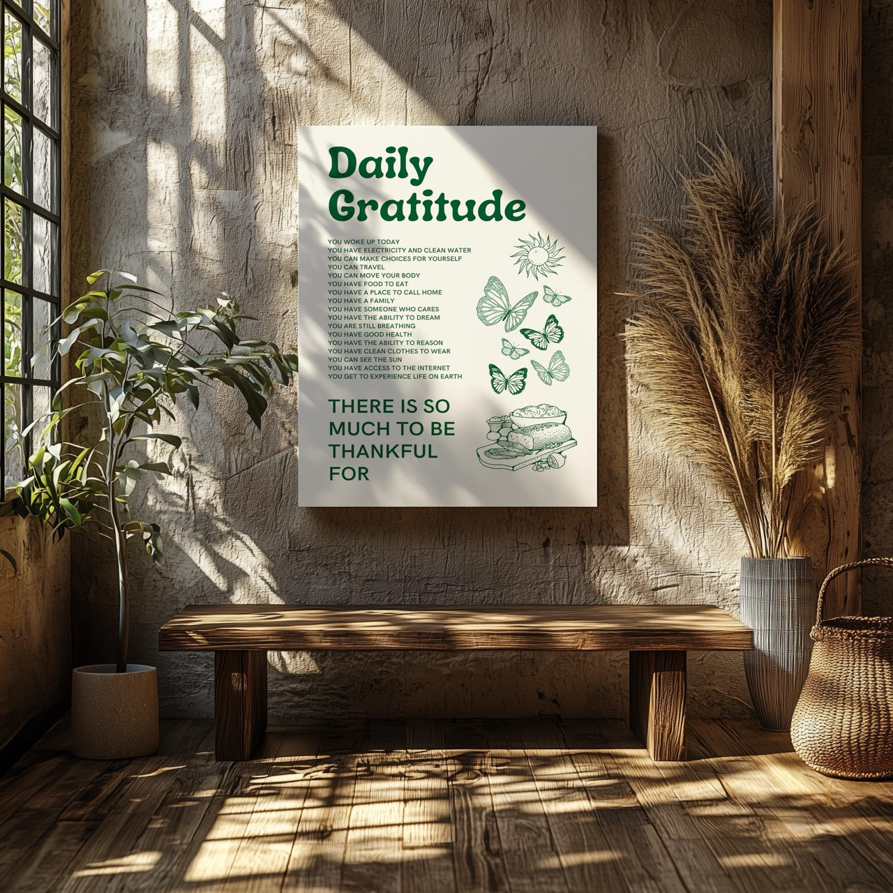 Daily Gratitude Checklist for Life - Framed Canvas Wall Art Print - House Prints