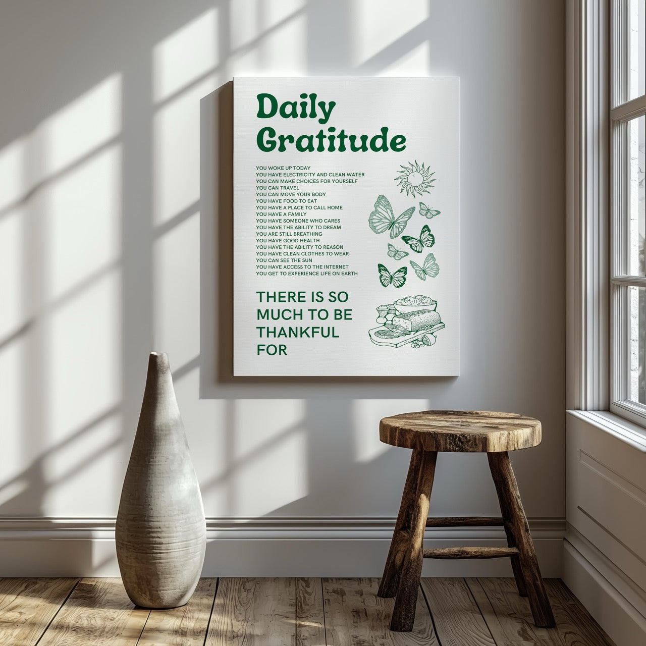Daily Gratitude Checklist for Life - Framed Canvas Wall Art Print - House Prints