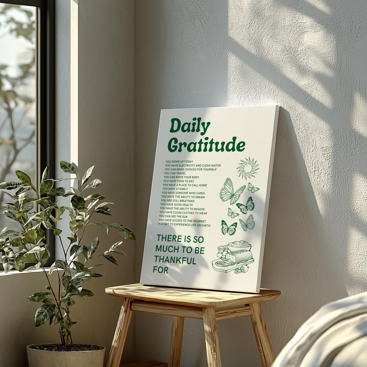 Daily Gratitude Checklist for Life - Framed Canvas Wall Art Print - House Prints