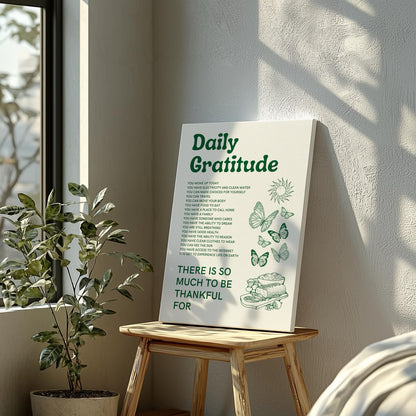 Daily Gratitude Checklist for Life - Framed Canvas Wall Art Print - House Prints