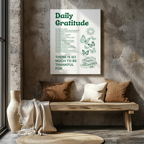 Daily Gratitude Checklist for Life - Framed Canvas Wall Art Print | House Prints