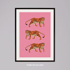 Bold Pink Stride of Tigers - Rolled Poster Wall Art Print | House Prints
