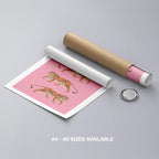 Bold Pink Stride of Tigers - Rolled Poster Wall Art Print | House Prints