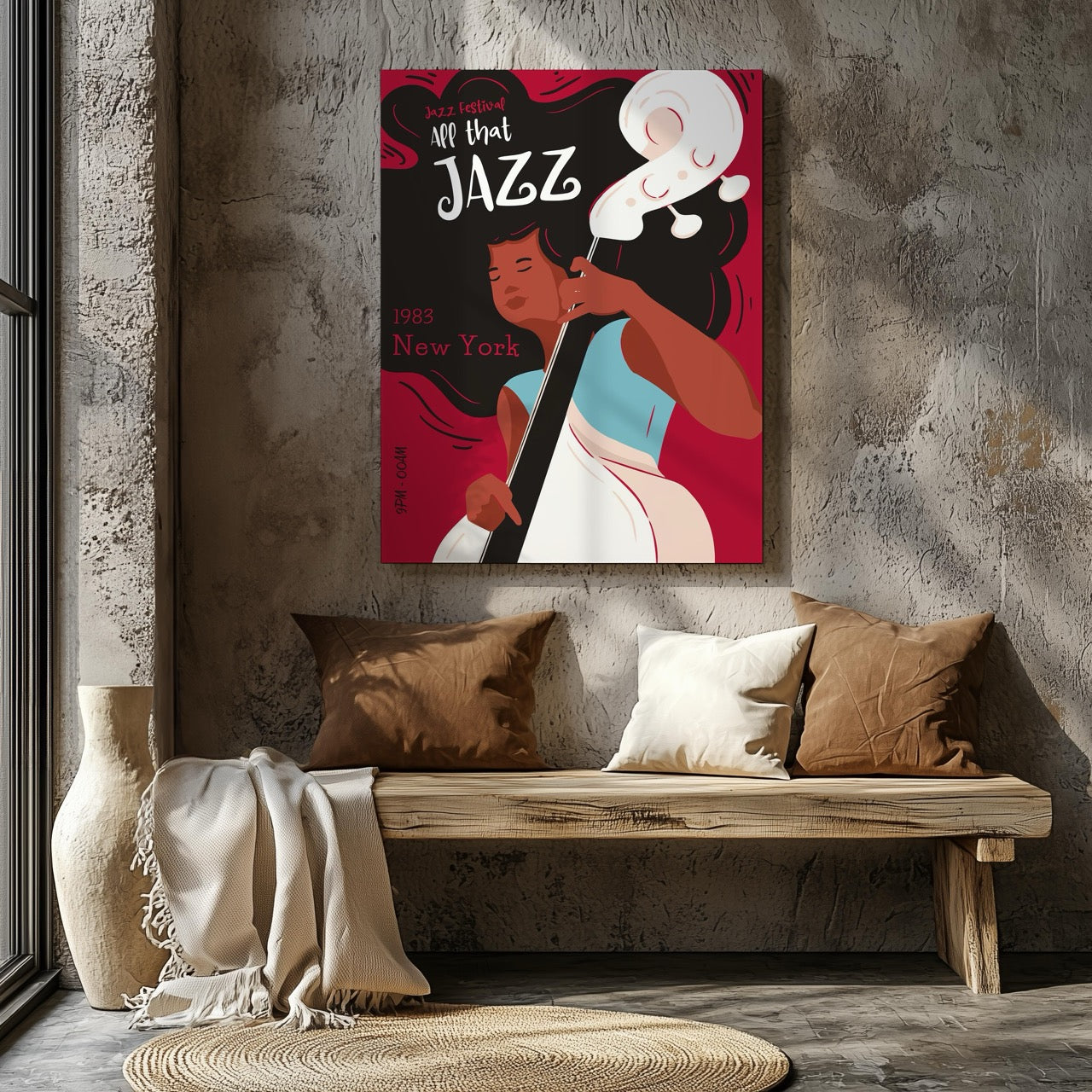 Vintage New York Jazz Festival 1983 - Framed Canvas Wall Art Print | House Prints