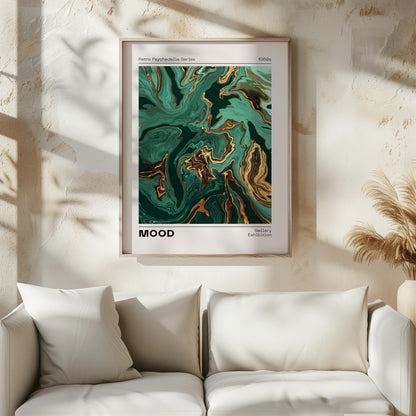 Retro Psychedelic Green Mood Waves - Rolled Poster Wall Art Print - House Prints