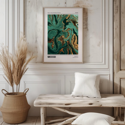 Retro Psychedelic Green Mood Waves - Rolled Poster Wall Art Print - House Prints