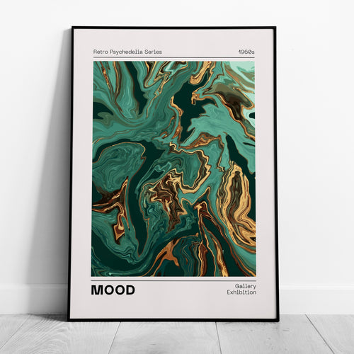 Retro Psychedelic Green Mood Waves - Rolled Poster Wall Art Print | House Prints