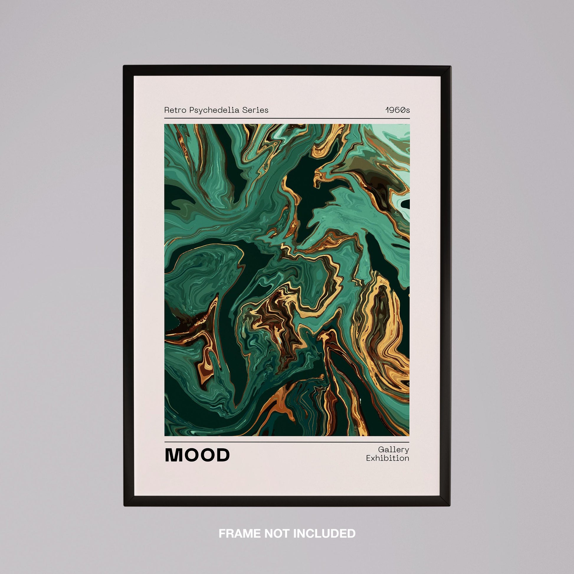 Retro Psychedelic Green Mood Waves - Rolled Poster Wall Art Print - House Prints