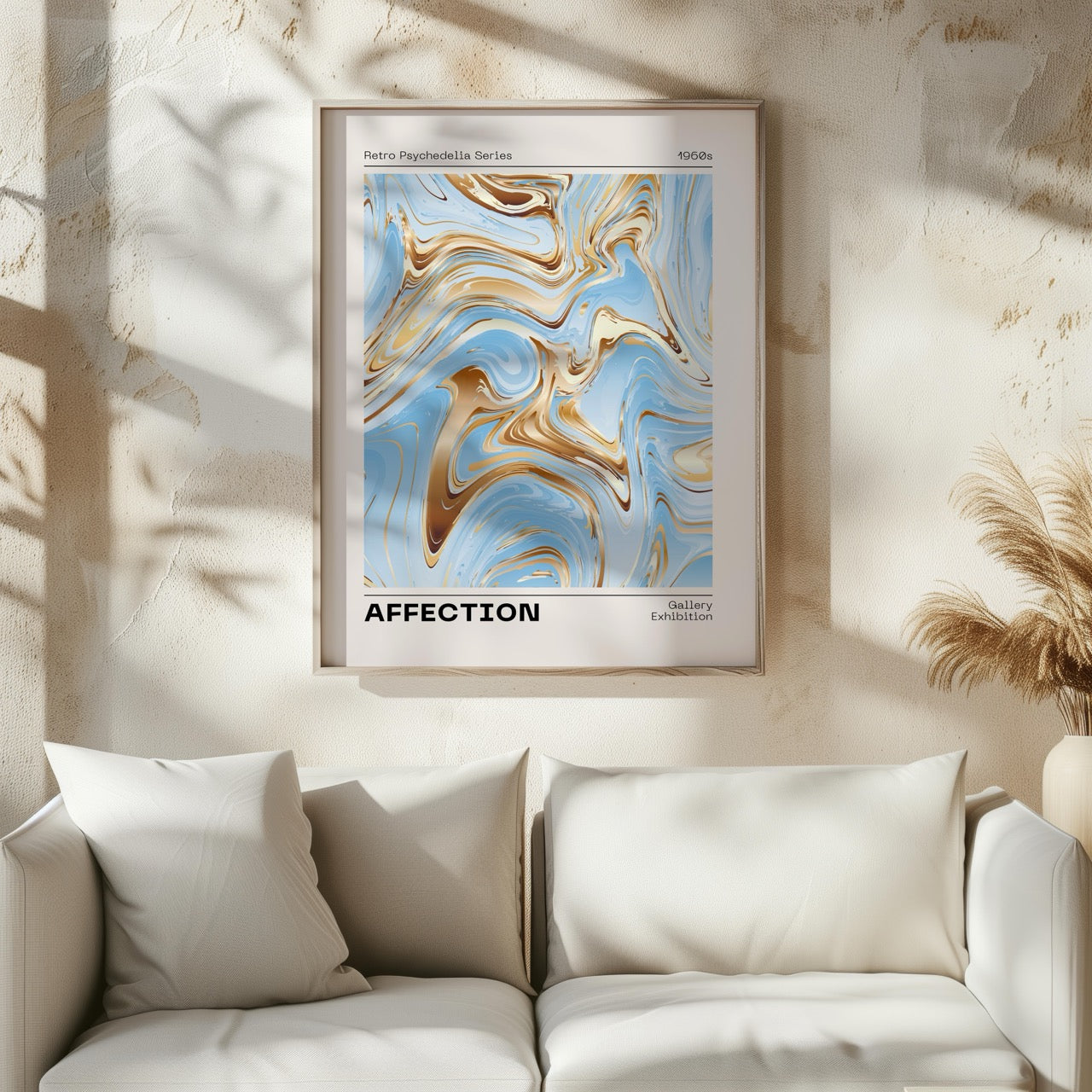 Swirls of Affection in Gold & Blue - Rolled Poster Wall Art Print | House Prints