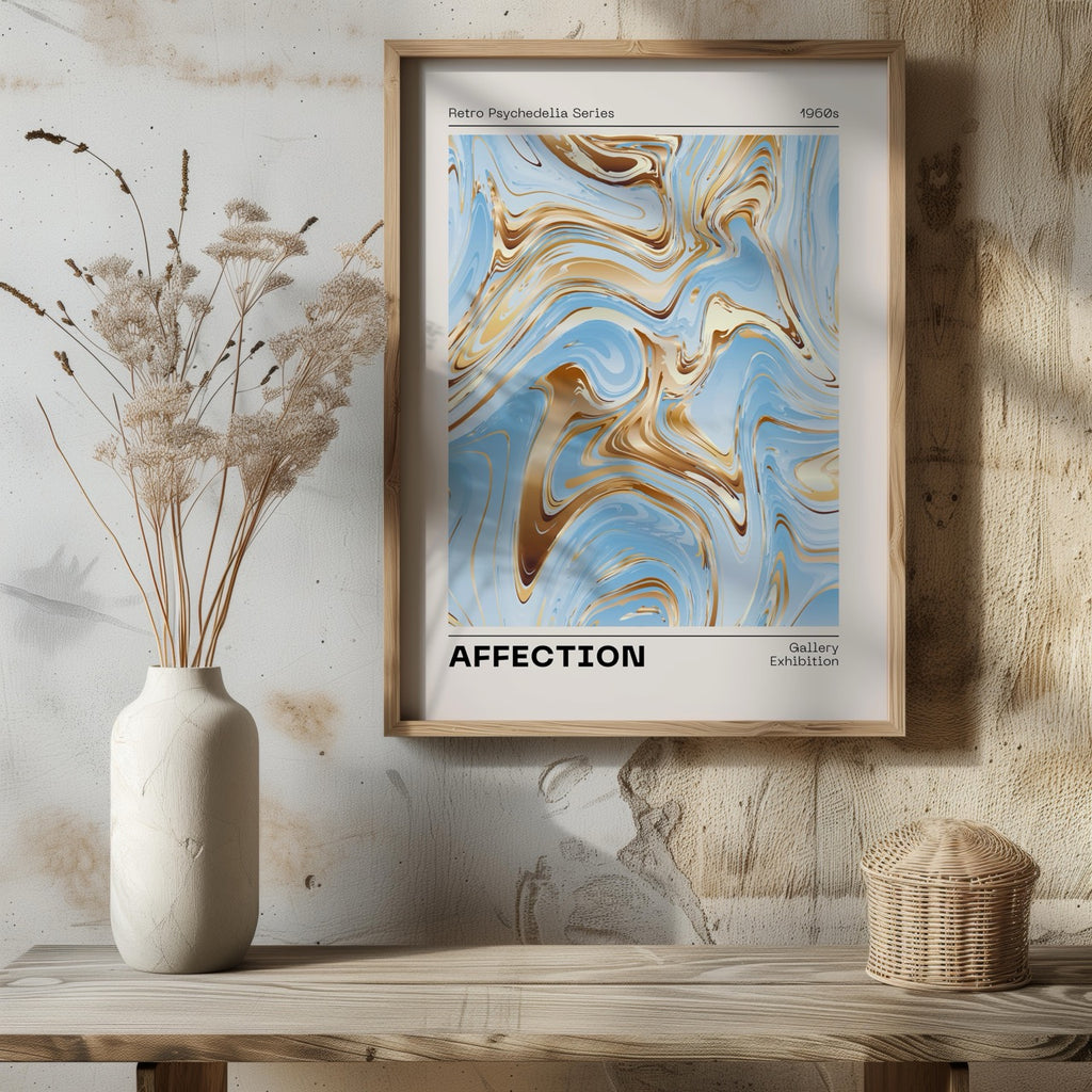 Swirls of Affection in Gold & Blue - Rolled Poster Wall Art Print | House Prints