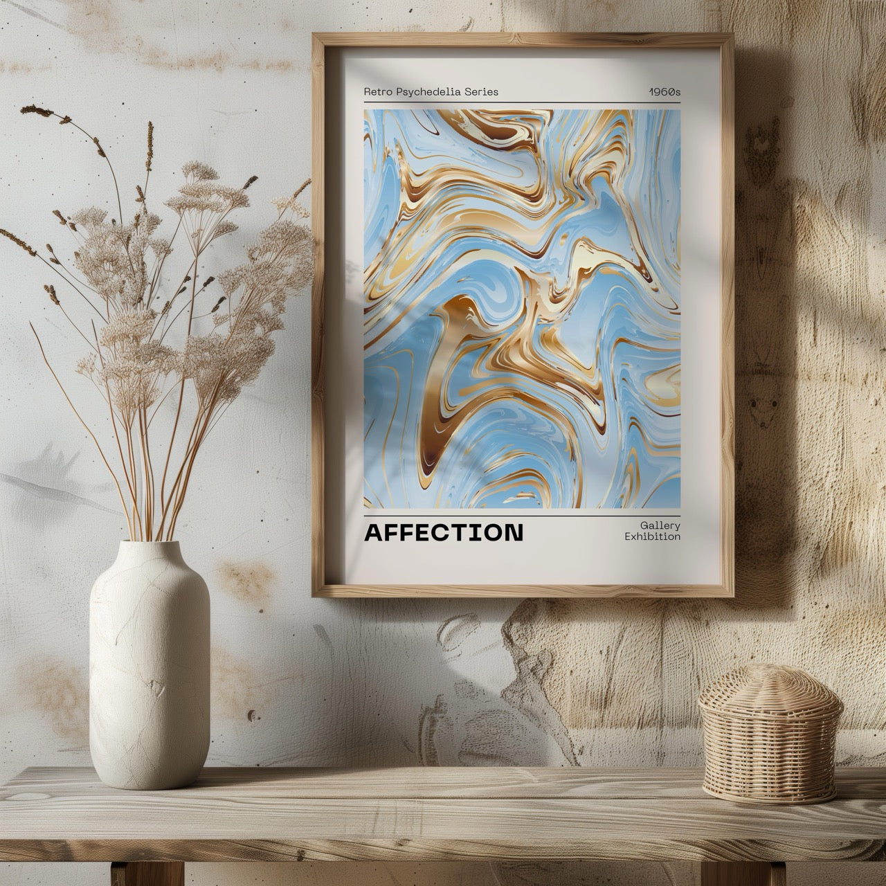 Swirls of Affection in Gold & Blue - Rolled Poster Wall Art Print | House Prints