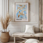 Swirls of Affection in Gold & Blue - Rolled Poster Wall Art Print | House Prints