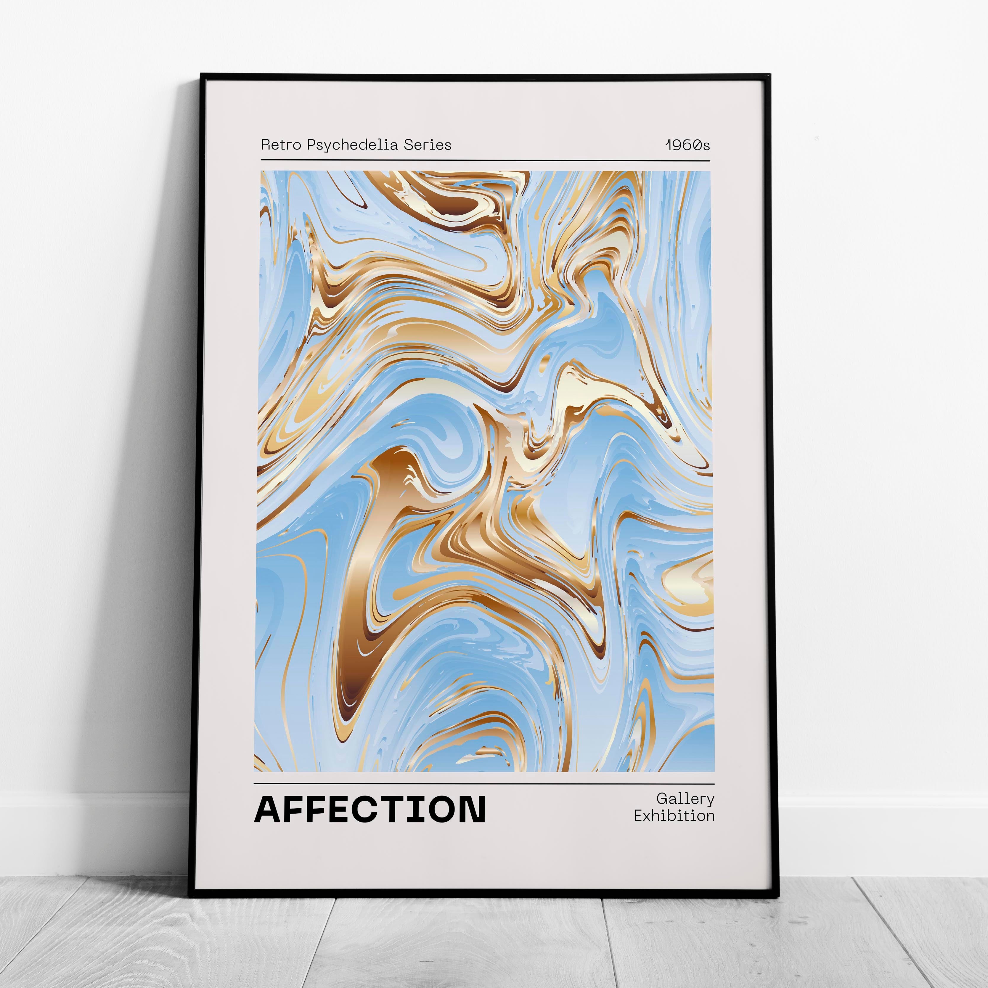 Swirls of Affection in Gold & Blue - Rolled Poster Wall Art Print | House Prints
