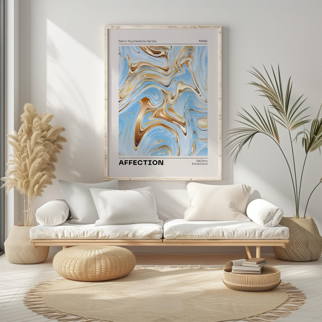 Swirls of Affection in Gold & Blue - Rolled Poster Wall Art Print | House Prints
