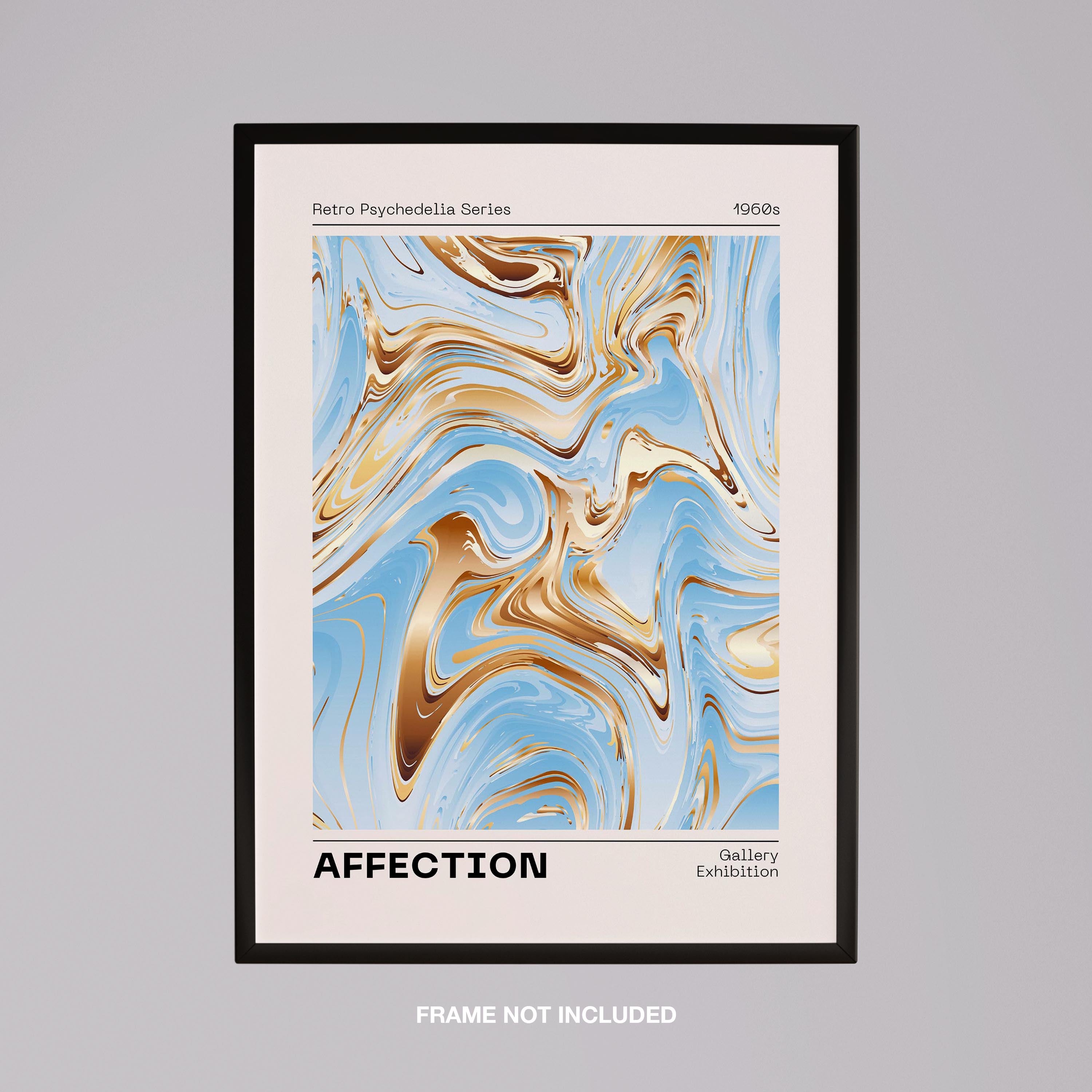 Swirls of Affection in Gold & Blue - Rolled Poster Wall Art Print | House Prints