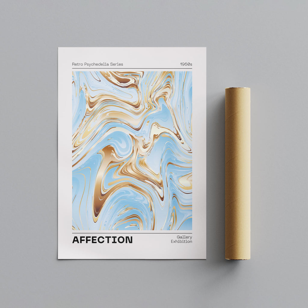 Swirls of Affection in Gold & Blue - Rolled Poster Wall Art Print | House Prints
