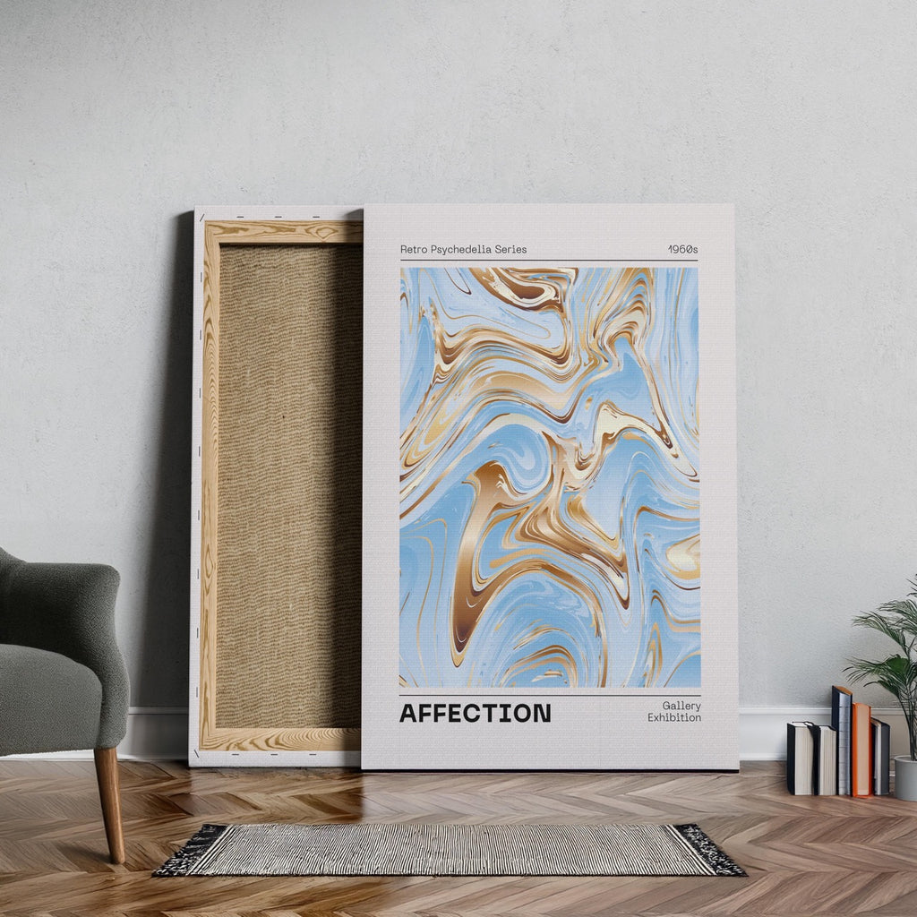 Swirls of Affection in Gold & Blue - Framed Canvas Wall Art Print | House Prints