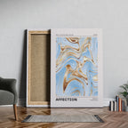Swirls of Affection in Gold & Blue - Framed Canvas Wall Art Print | House Prints