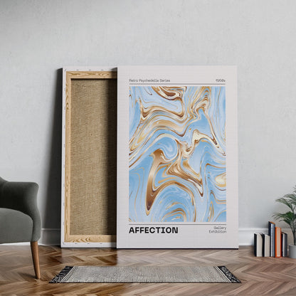 Swirls of Gold & Blue Affection - Framed Canvas Wall Art Print - House Prints