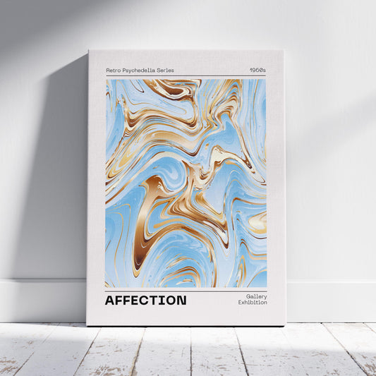 Swirls of Gold & Blue Affection - Framed Canvas Wall Art Print - House Prints