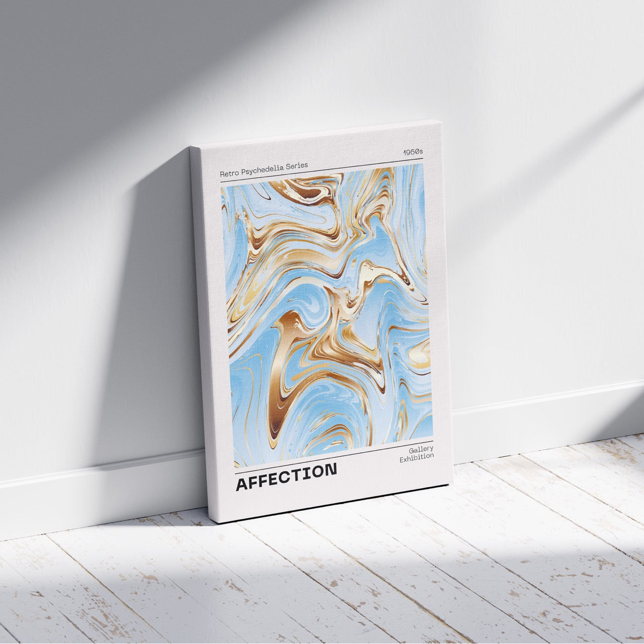 Swirls of Affection in Gold & Blue - Framed Canvas Wall Art Print | House Prints