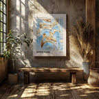 Swirls of Affection in Gold & Blue - Framed Canvas Wall Art Print | House Prints