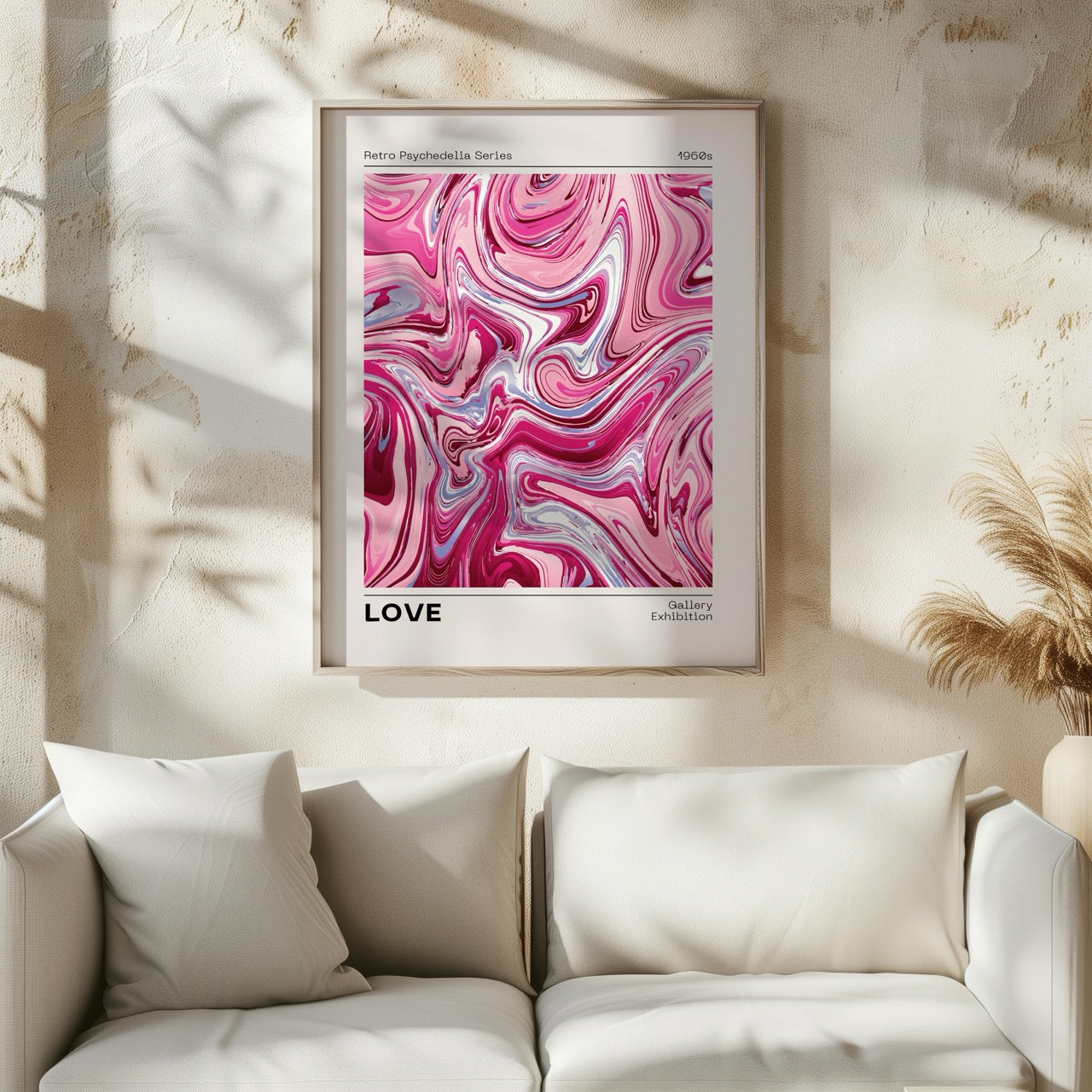 Pink Retro Waves of Love - Rolled Poster Wall Art Print | House Prints