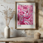 Pink Retro Waves of Love - Rolled Poster Wall Art Print | House Prints