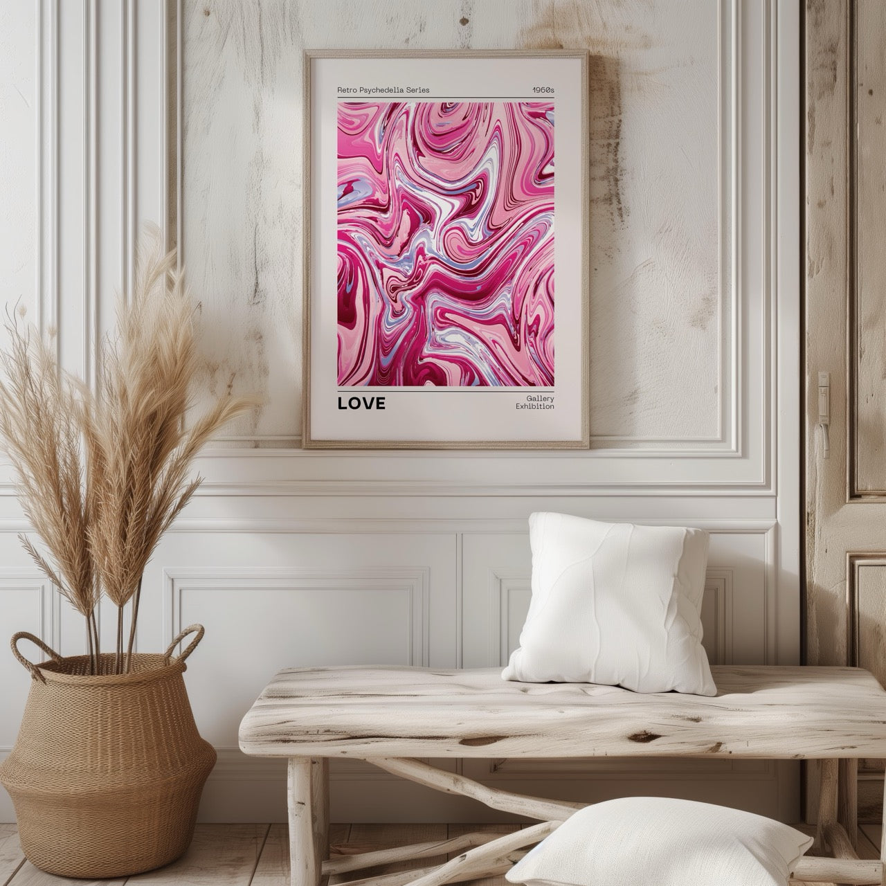 Pink Retro Waves of Love - Rolled Poster Wall Art Print | House Prints