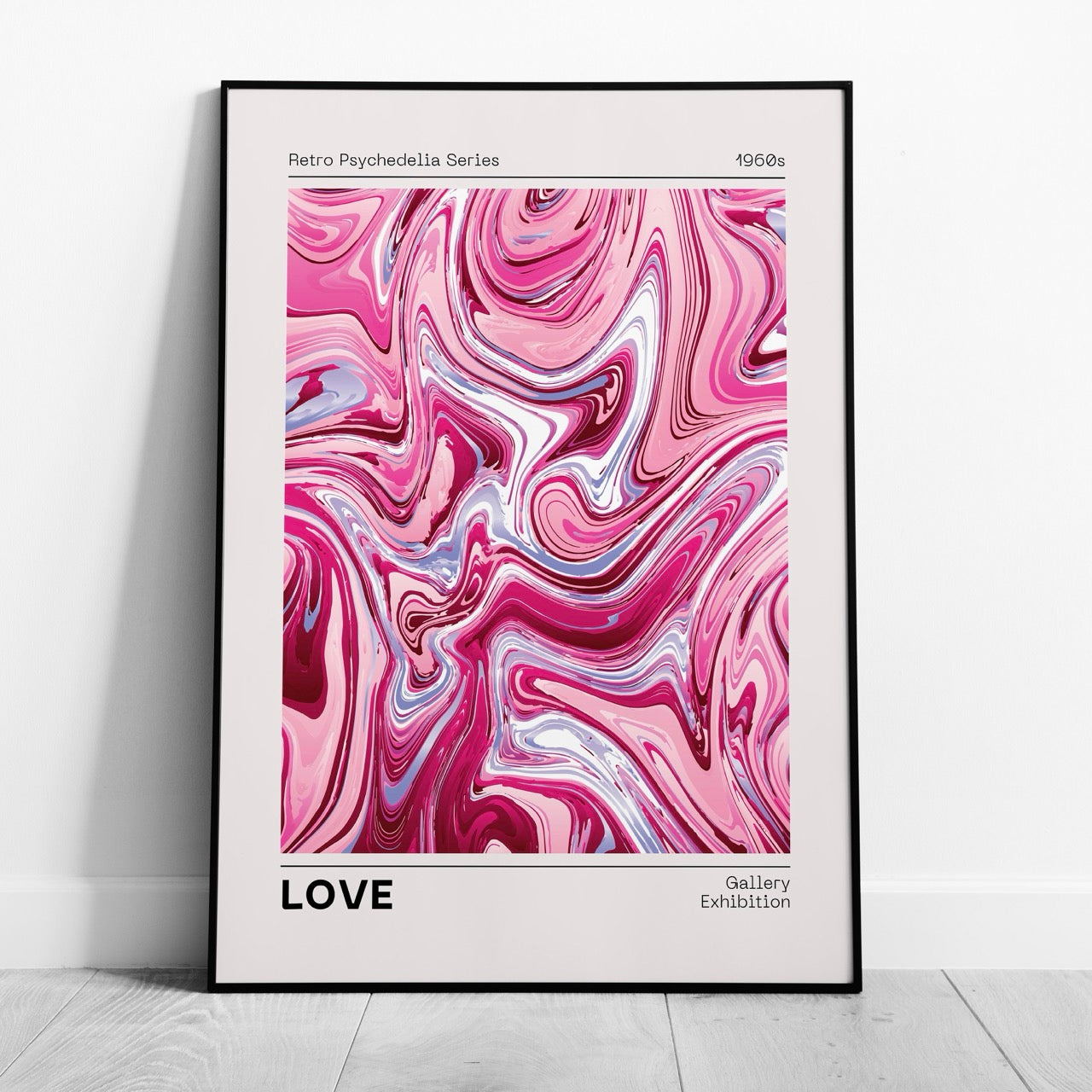 Pink Retro Waves of Love - Rolled Poster Wall Art Print | House Prints