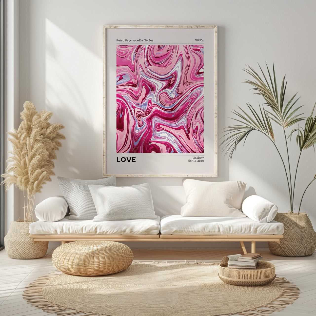 Pink Retro Waves of Love - Rolled Poster Wall Art Print | House Prints
