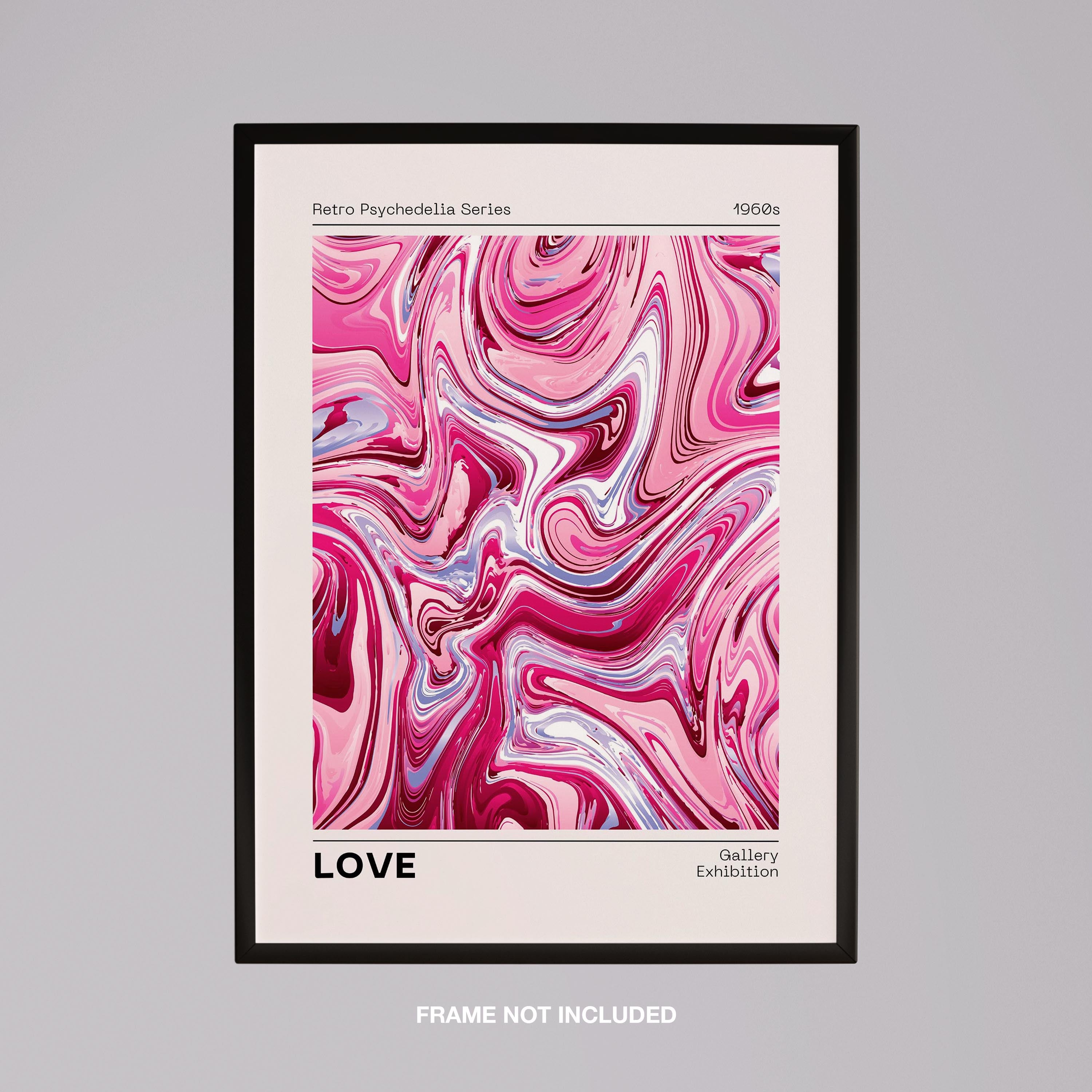 Pink Retro Waves of Love - Rolled Poster Wall Art Print | House Prints