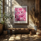 Pink Retro Waves of Love - Framed Canvas Wall Art Print | House Prints