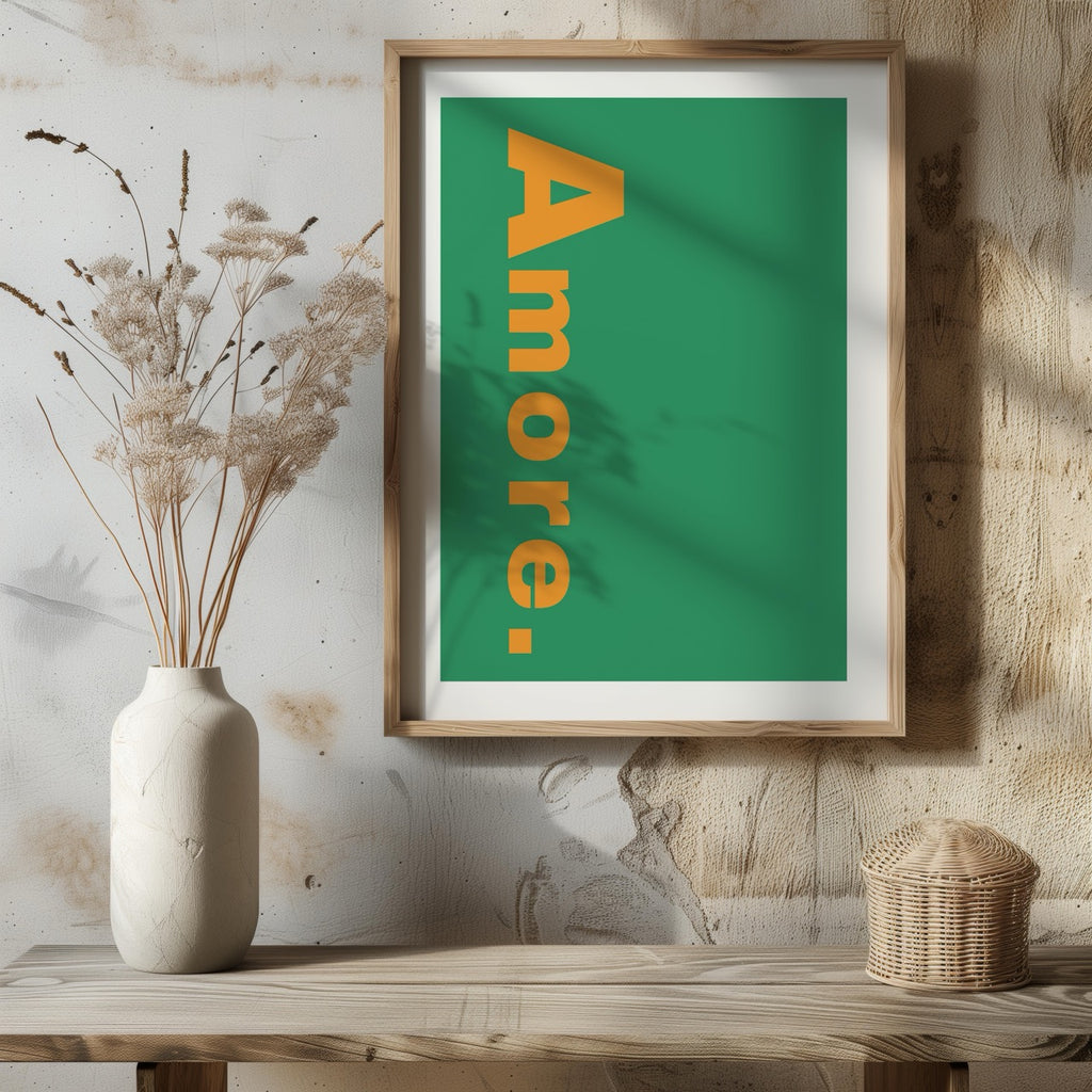 Abstract Green Amore Modern Text Quote - Rolled Poster Wall Art Print | House Prints