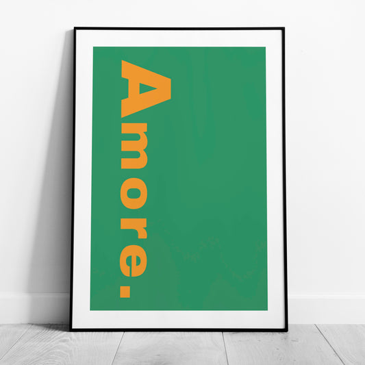 Abstract Green Amore Modern Text Quote - Rolled Poster Wall Art Print - House Prints