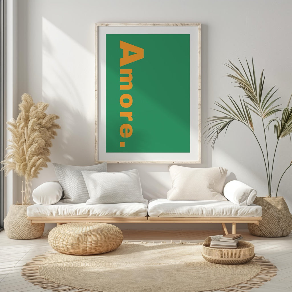 Abstract Green Amore Modern Text Quote - Rolled Poster Wall Art Print | House Prints
