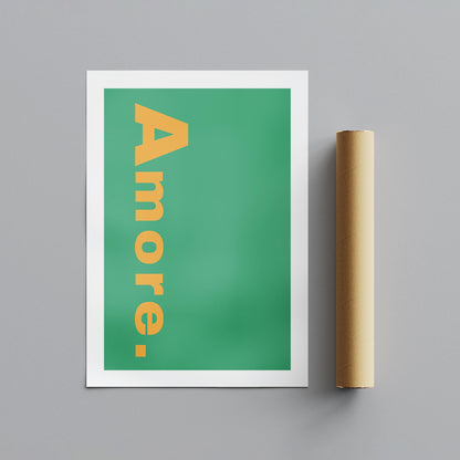 Abstract Green Amore Modern Text Quote - Rolled Poster Wall Art Print - House Prints