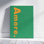 Abstract Green Amore Modern Text Quote - Framed Canvas Wall Art Print | House Prints