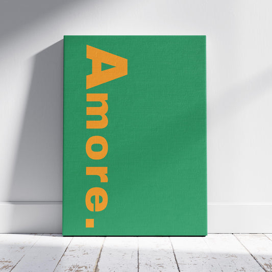 Abstract Green Amore Modern Text Quote - Framed Canvas Wall Art Print - House Prints