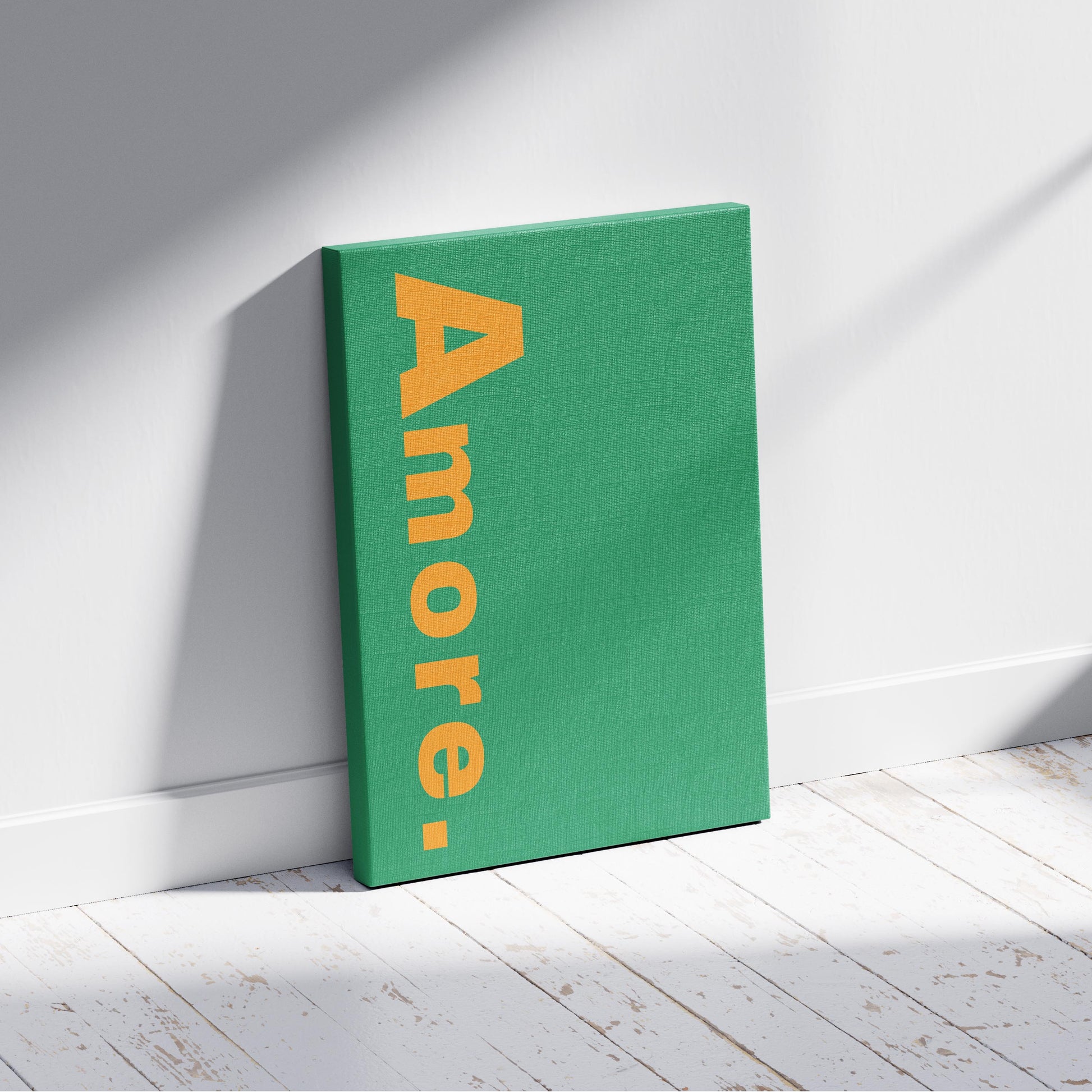 Abstract Green Amore Modern Text Quote - Framed Canvas Wall Art Print - House Prints