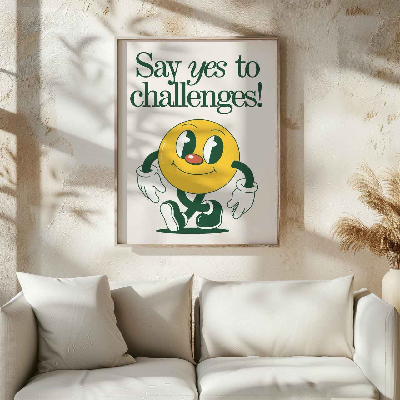 Yellow Smile Say Yes to Challenges - Rolled Poster Wall Art Print | House Prints