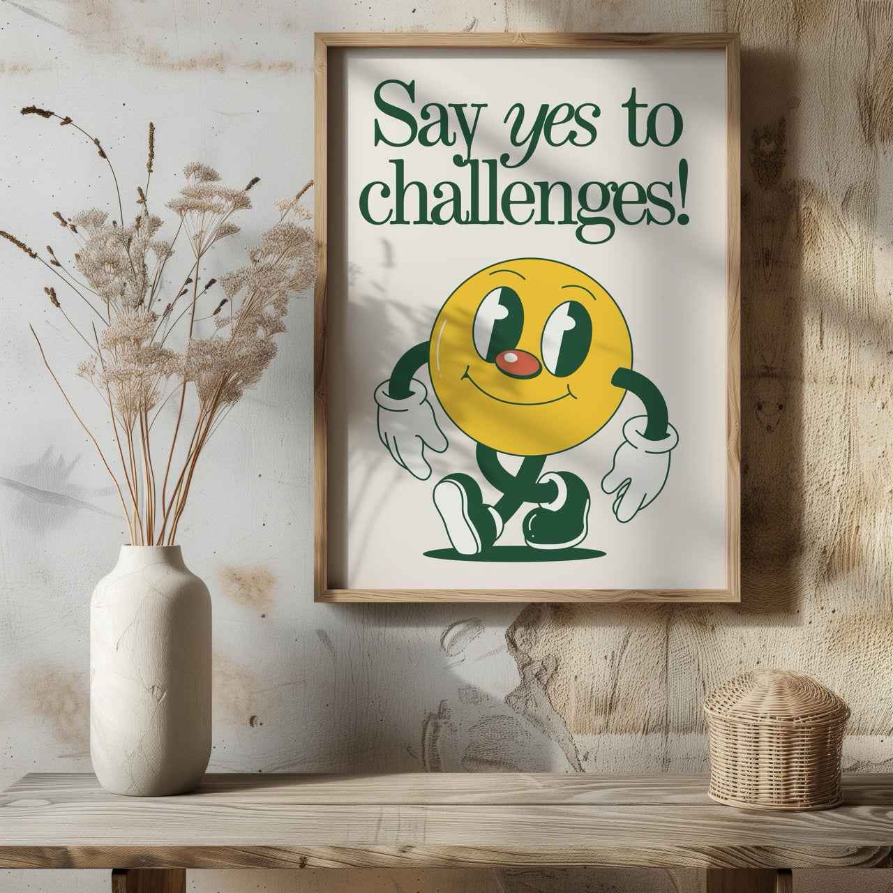 Yellow Smile Say Yes to Challenges - Rolled Poster Wall Art Print | House Prints