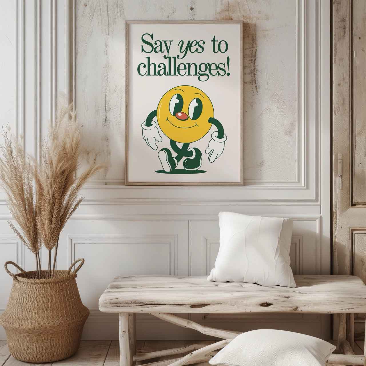 Yellow Smile Say Yes to Challenges - Rolled Poster Wall Art Print | House Prints