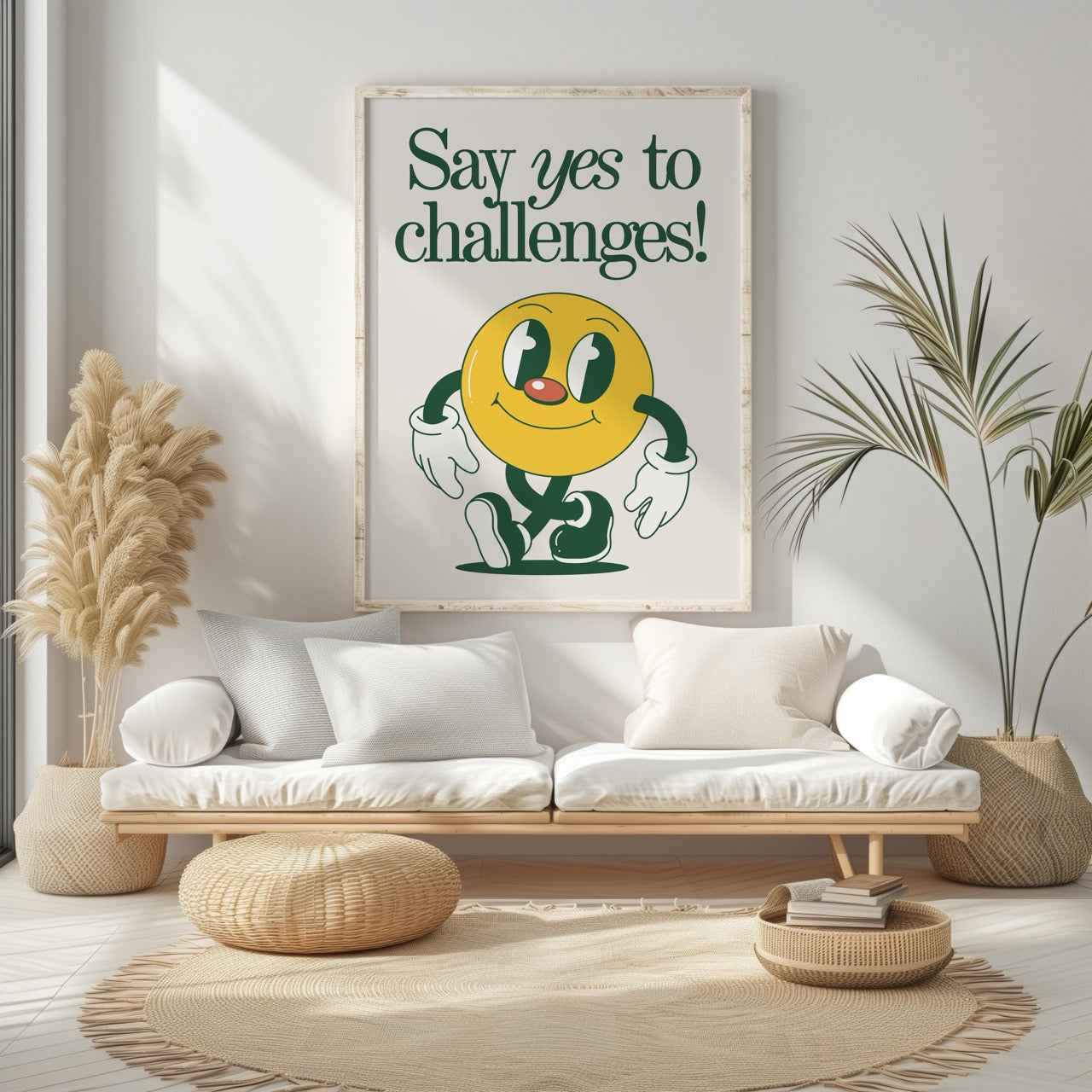 Yellow Smile Say Yes to Challenges - Rolled Poster Wall Art Print | House Prints
