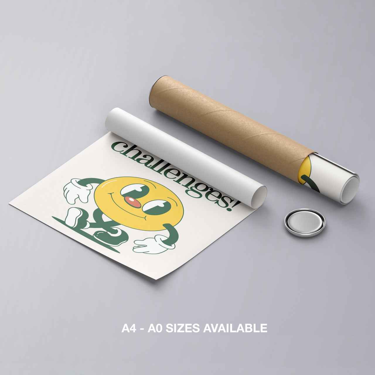 Yellow Smile Say Yes to Challenges - Rolled Poster Wall Art Print | House Prints